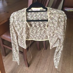 Helena Sorel Yellow and Brown Cardigan